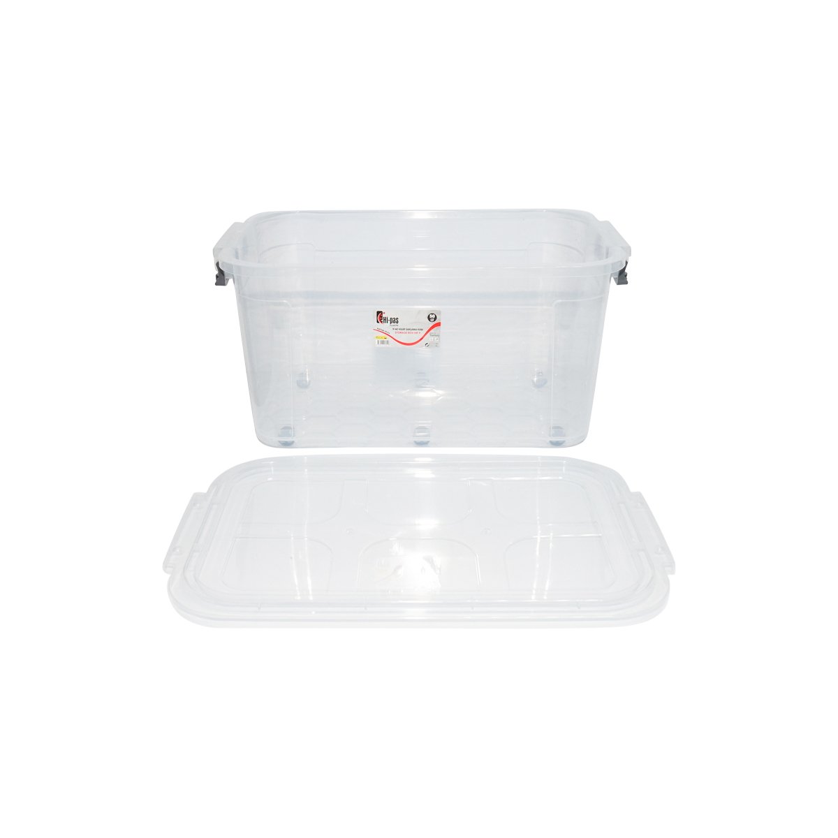 Cutie depozitare 50L cu capac si roti din plastic transparenta 400x630x320mm